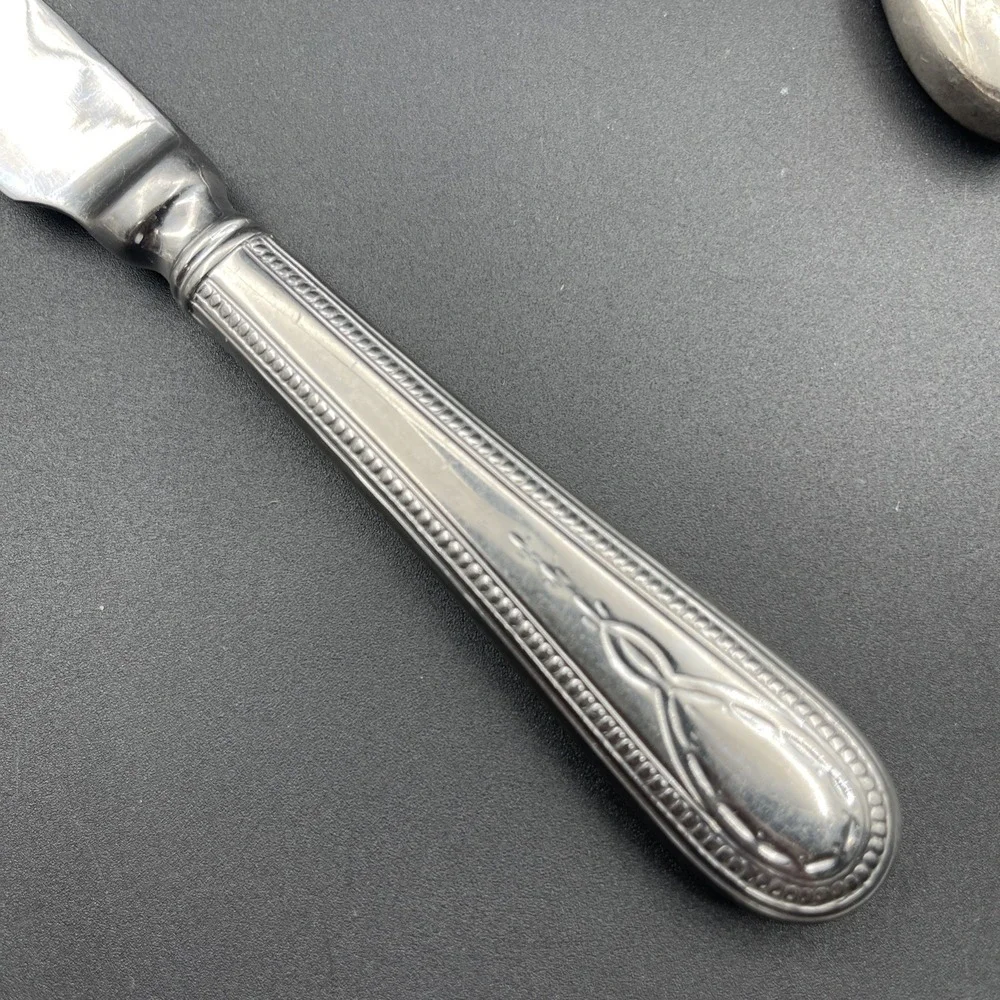Lot‎ 3 Vintage Hollow Handle Dinner Knives Flower De Luce Bateman Springtime